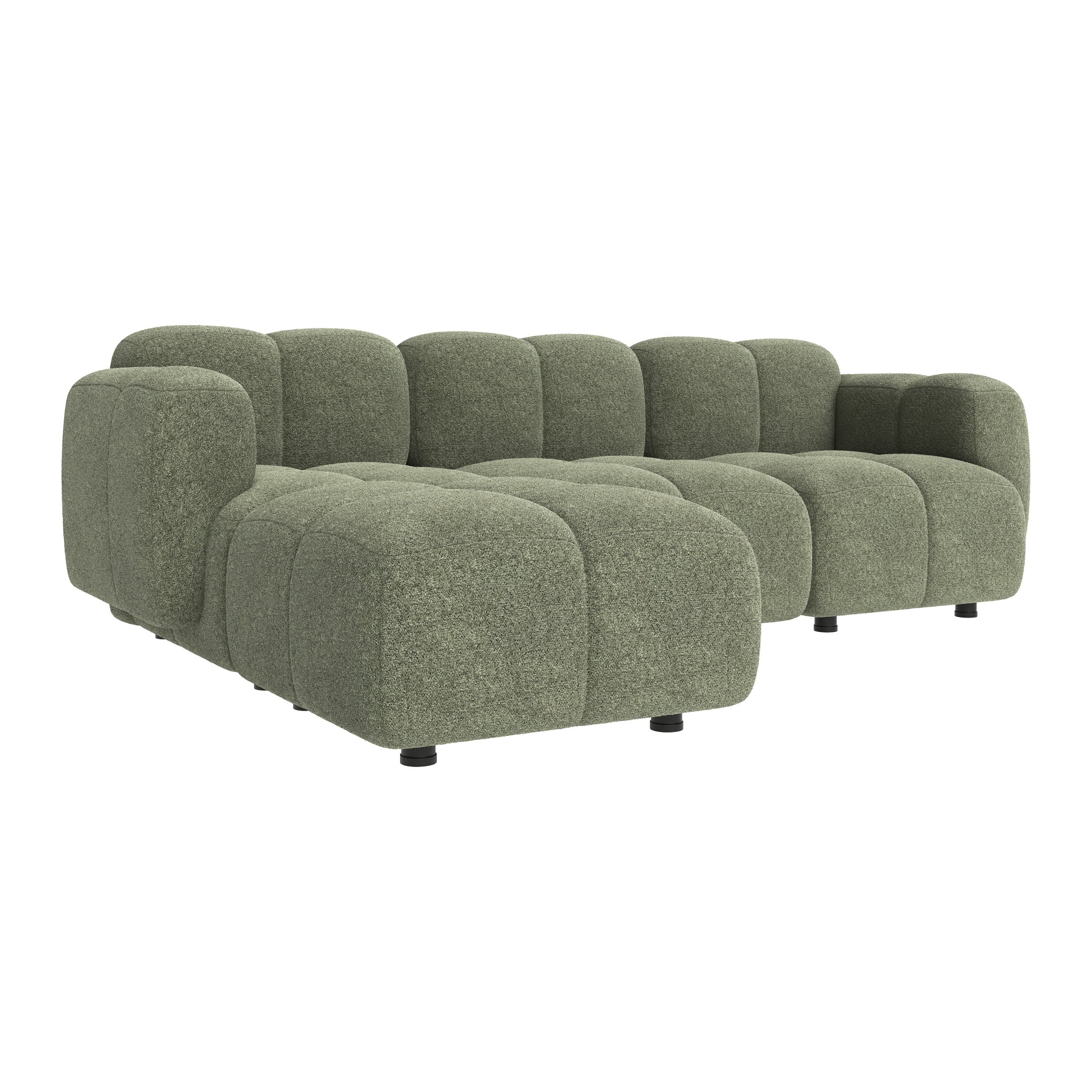 Christopher Knight Home 91" L-Shaped Sectional Sofa with Ottoman, Cushion Block Design, Olive Green
