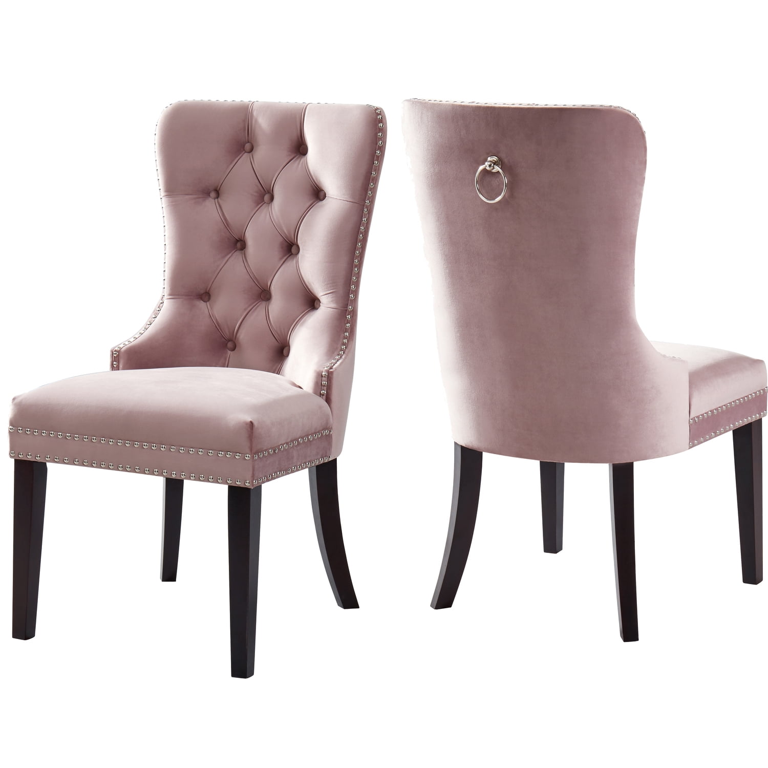 Meridian Furniture Nikki Pink Velvet Dining Chair, Set of 2-Color:Pink ...