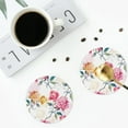 thumbnail image 5 of Kll Round Shape Drink Coasters Set Of 4,Pu Leather Absorbent Coasters Set Decorative Coffee Cup Coasters Housewarming Gift For Home Decor-Colorful Flowers, 5 of 9