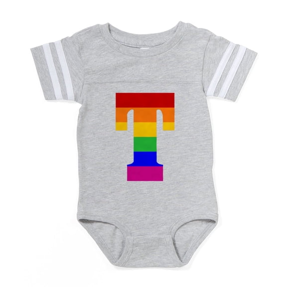 CafePress - Rainbow Letter T - Cute Infant Baby Football Bodysuit