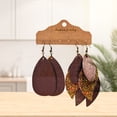 thumbnail image 2 of Opolski 3 Pairs Earrings Leaf Shuning Danglers Faux Leather Women Eardrops for Wedding, 2 of 8