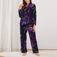 thumbnail image 2 of Picia Multi-colored Spiders Pattern Women’s Long-Sleeve Sleepwear Set - Soft 2-Piece Loungewear with Pockets, Comfy PJs for Relaxing Nights-Small, 2 of 7