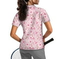 thumbnail image 2 of COEQINE 1/4 Zip Golf Shirts for Women Moisture Wicking Soft Golf Tops LOVE Axolotls and Heart Print Polo Shirts Pullover Lightweight Short Sleeve Athletic Tops for Valentine's Day, XS, 2 of 7