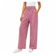 thumbnail image 6 of Wevis Women Elastic High Waist Gingham Wide Leg Pants, Loose Plaid Palazzo Trousers with Side Pockets Casual Daily Bottoms, 6 of 6