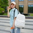 thumbnail image 5 of 3Pcs Floral Backpack Set With Lunch Bag & Pen Case Travel Daypack Decor Bag (Beige Flower), 5 of 9