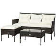 thumbnail image 2 of Gymax 3PCS Patio Rattan Sectional Conversation Furniture Set w/ Off White Cushions, 2 of 10