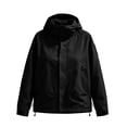 thumbnail image 5 of Admvng Women's Rain Jacket Waterproof Hooded Adjustable Cuff Zipper Pocket Outdoor Windproof Short Hiking Coat, 5 of 9
