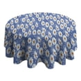 thumbnail image 4 of Blue Daisy Flower Pattern Round Tablecloth 60"x60",Wrinkle Wipeable Table Cloth for Kitchen Dining Room Picnic Patio Party, 4 of 6