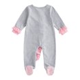 thumbnail image 2 of Cjfdfy Newborn Baby Girl Footed Fall Clothes She's Here Embroidery Footed Romper Long Sleeve Fall Bow Ruffle Jumpsuit Infant Cute Coming Home Fall Winter Outfit, 2 of 8