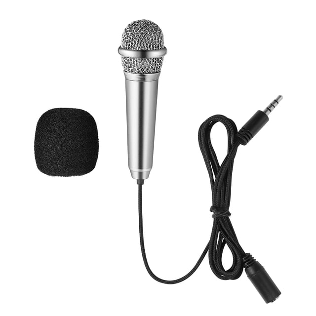 EeaseMX Healifty Mini Karaoke Microphone Micrófono portátil de voz / instrumento para grabación de voz Chat y canto (plateado)