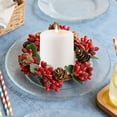 thumbnail image 3 of Un Porte-Bougie Décoratif Personnalisé en Forme de Couronne Artificielle, Couronne Décorative de Baies Rouges pour la Maison, Mur, Table, Plastique 3,9 Pouces, 3 of 6