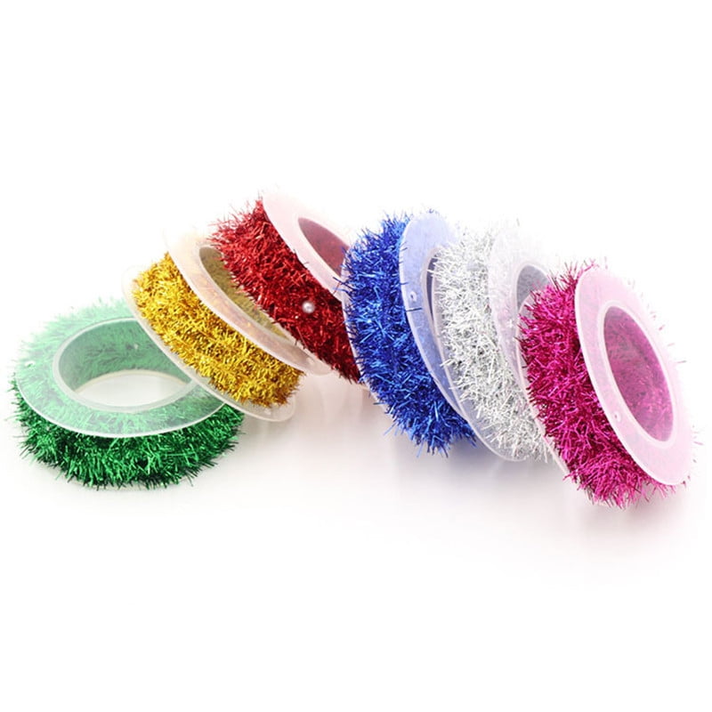 Feildoo 6 Rolls Christmas Tinsel Ribbon Metallic Garland Tinsel Garland