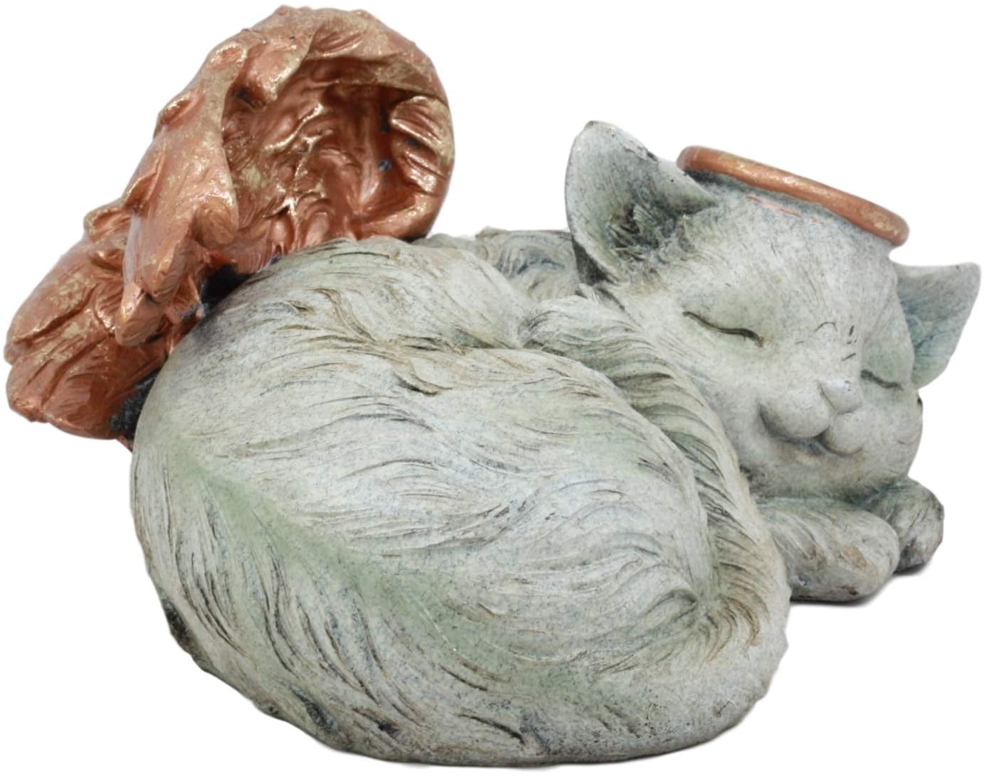 Pet Memorial Angel Cat Sleeping Cremation Urn Statue Bottom Load 30 Cubic Inch
