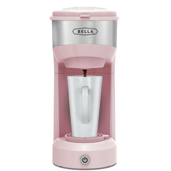 BELLA - Cafetera de doble porción, taza K compatible con cesta de café molido y adaptador, apagado a BELLA NA