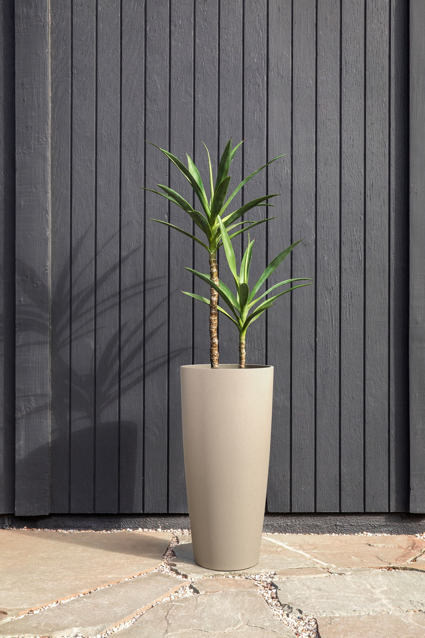 Veradek Mason Series Selena 28" Plastic-Stone Planter 2-Pack Sand