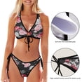 thumbnail image 3 of Dreamtimes Exotic Flowers Bikinis Swimsuit Set for Women Swimwear Triangle Bathing Suit Tie String Thong, Small, 3 of 7