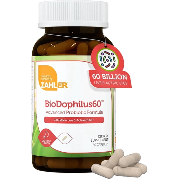 Zahler BioDophilus60, Advanced Probiotic Formula, 60 Billion CFU, 60 Capsules, Probiotic, Probiotics, Probiotic Supplement