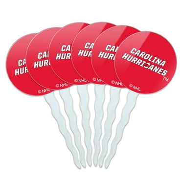 NHL Carolina Hurricanes Logo Cupcake Picks Toppers Decoration Set of 6