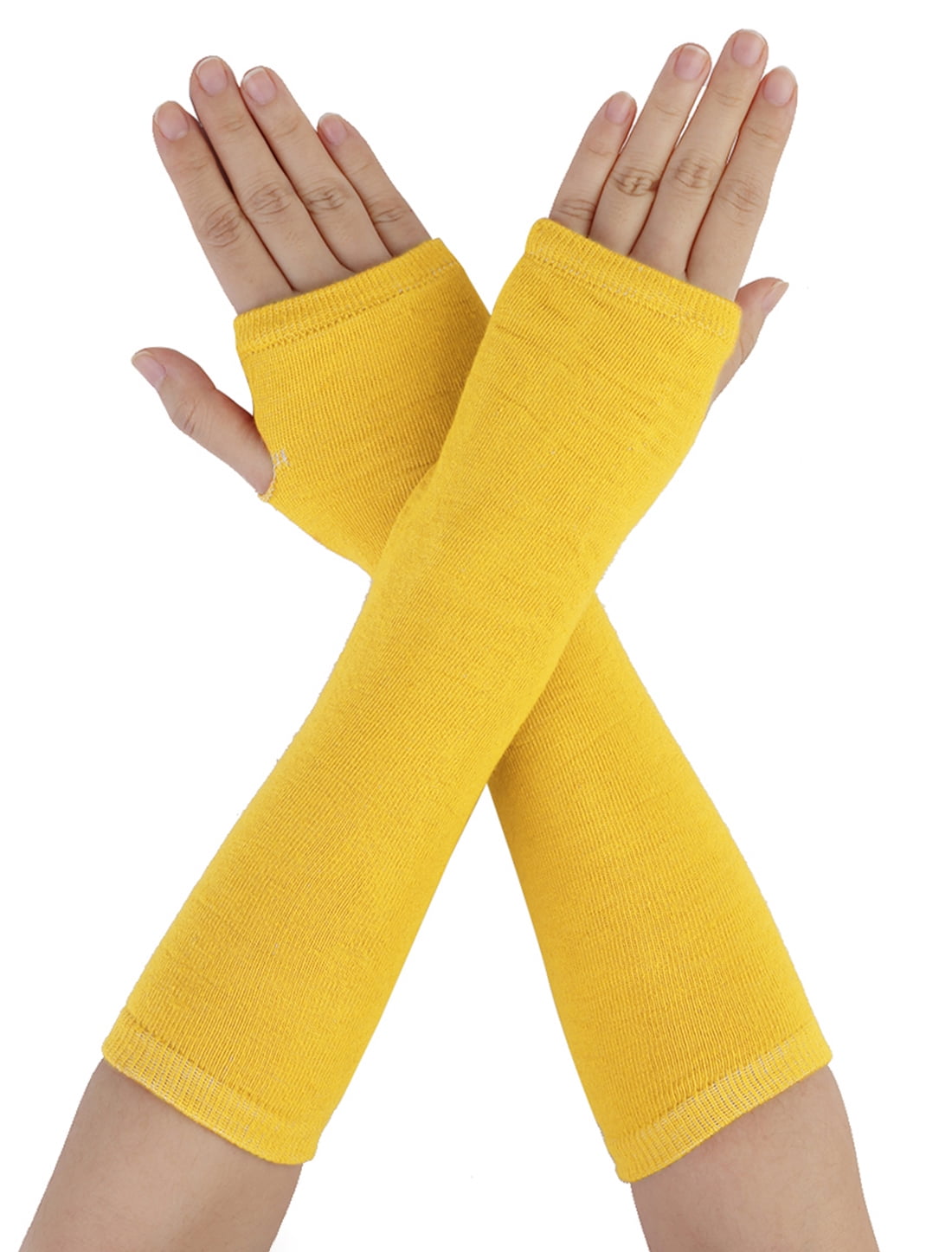 Lady Acrylic Fingerless Winter Fall Arm Warmers Long Gloves 1Pair