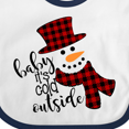 thumbnail image 4 of Inktastic Baby It's Cold Outside Cute Snowman in Plaid Print Boys or Girls Baby Bib, 4 of 4