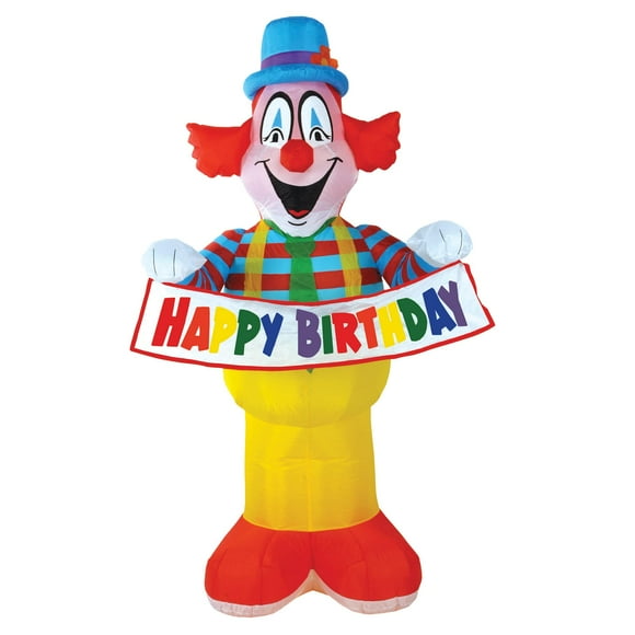 Beistle inflable con forma de payaso, 1,8 m, con LED de feliz cumpleaños