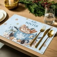 thumbnail image 4 of Christmas Placemats Set of 6, Gingerbread Man Place Mats Hot Cocoa Cookie Blue Hello Winter Placemat Table Decoration for Kitchen Table Dinner Xmas Holiday Party Home Decor Indoor Outdoor 13x19 Inch, 4 of 9