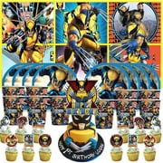 Wolverine X-men Birthday Cups Party Supplies Decor Backdrop Plates Fans Decorations Banner