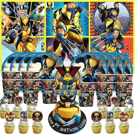 Wolverine X-men Birthday Cups Party Supplies Decor Backdrop Plates Fans Decorations Banner