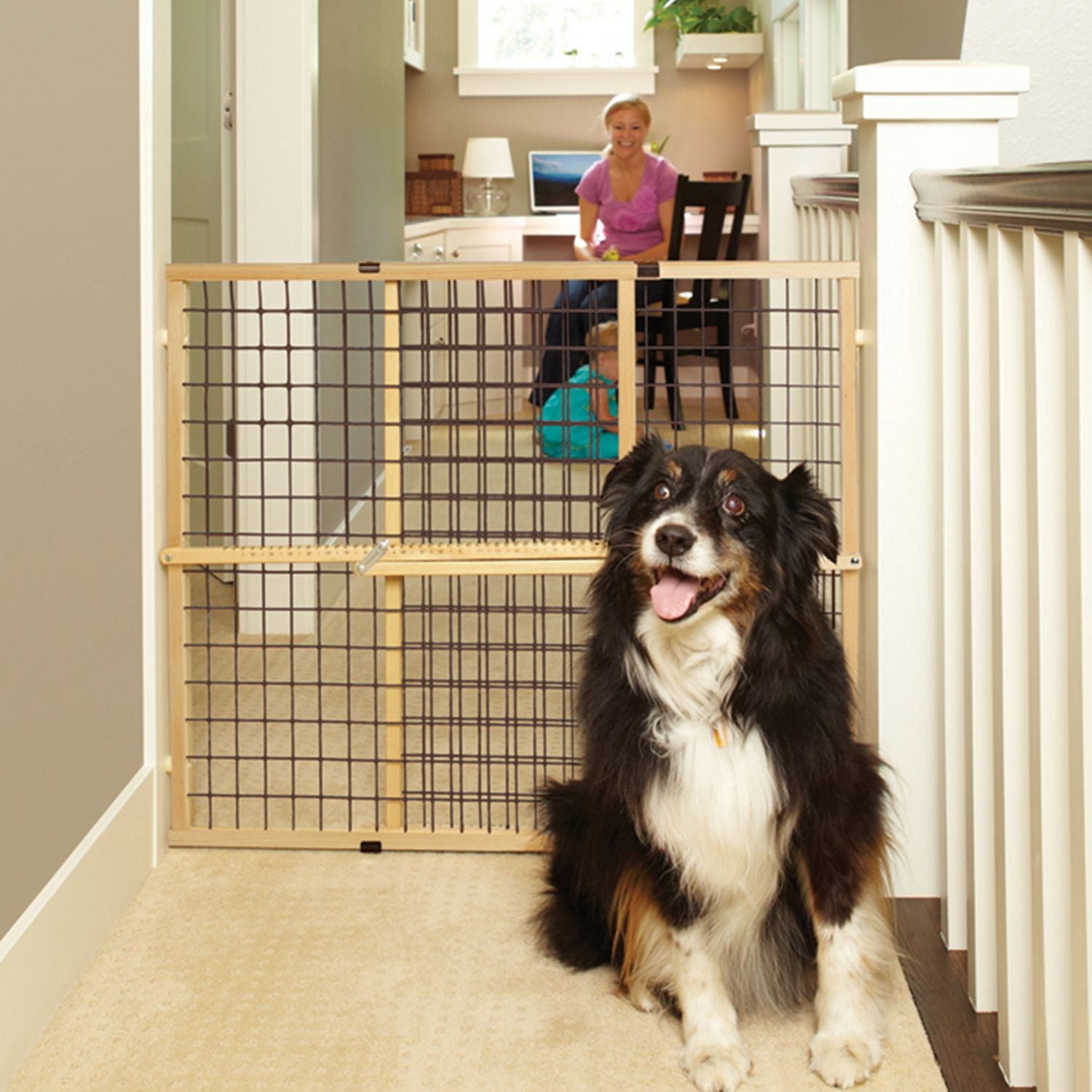 North States™ Mypet™ Extra-Wide Wire Mesh Petgate - Natural/Brown