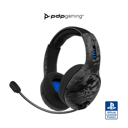 PDP Gaming LVL50 Wireless Stereo Gaming Headset with Noise Cancelling Microphone: Black Camo For PlayStation 5  PlayStation 4