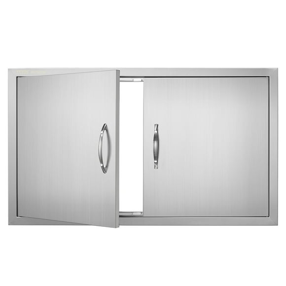 VEVOR BBQ Access Door, 36W x 21H Inch Double Outdoor Kitchen Door, Stainless Steel Flush Mount Door, Wall Vertical Door with Handles, for BBQ Island