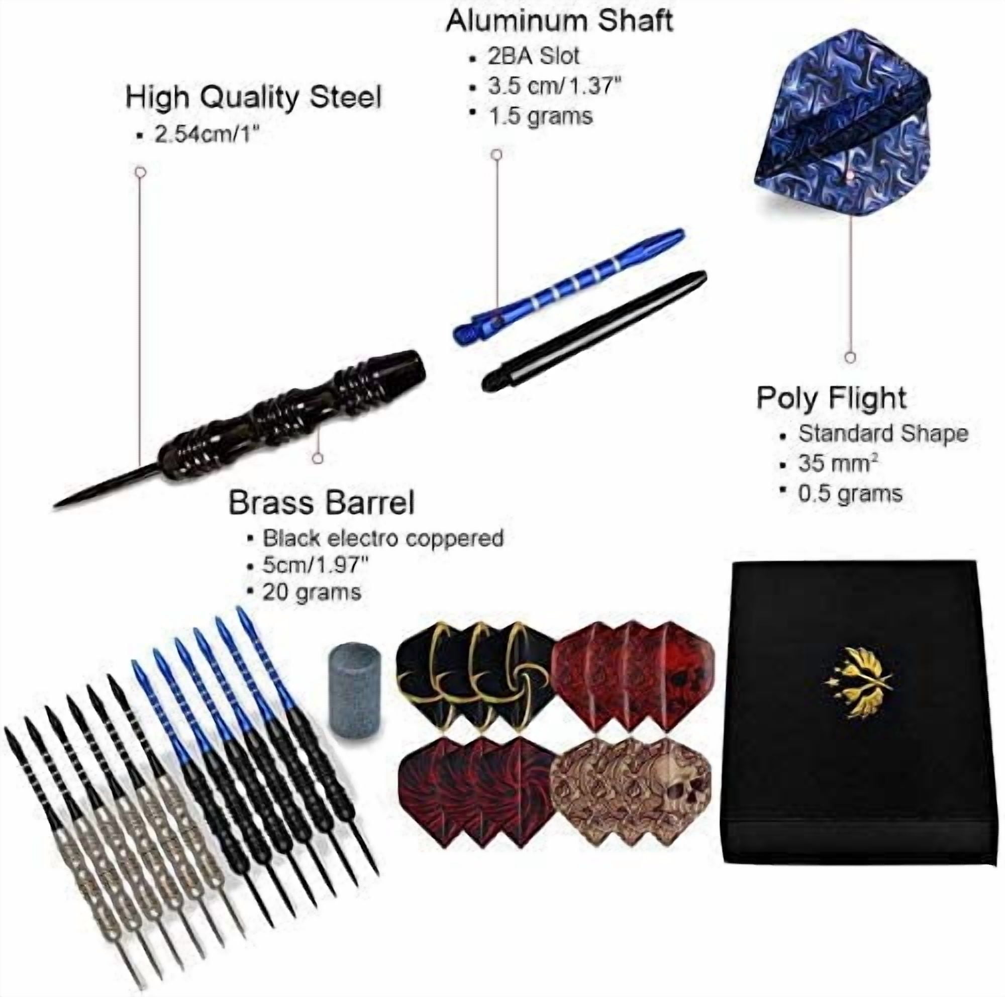 WINSDART Steel Tip Darts Set 12 Pack 22 Grams with 2 Style Flights and Darts Sharpener, Gift Box