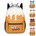 thumbnail image 3 of Large Capacity Ice Cream Pattern Ages 3rd 4th 5th 6th Backpack Side Mesh Water Bottle Pocket Padded Strap Waterproof Back To School Student Bookbag, 3 of 6