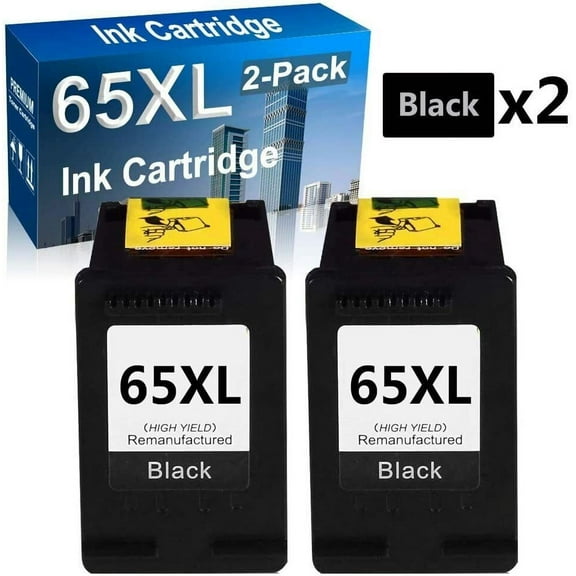 Replacement Black 65XL 65 XL High Yield Ink Cartridge compatible for HP Deskjet 2622 2624 2652 2655 3720 3721 3722 3723 3732 3758 Envy 5052 5058 Printer (2 Pack)