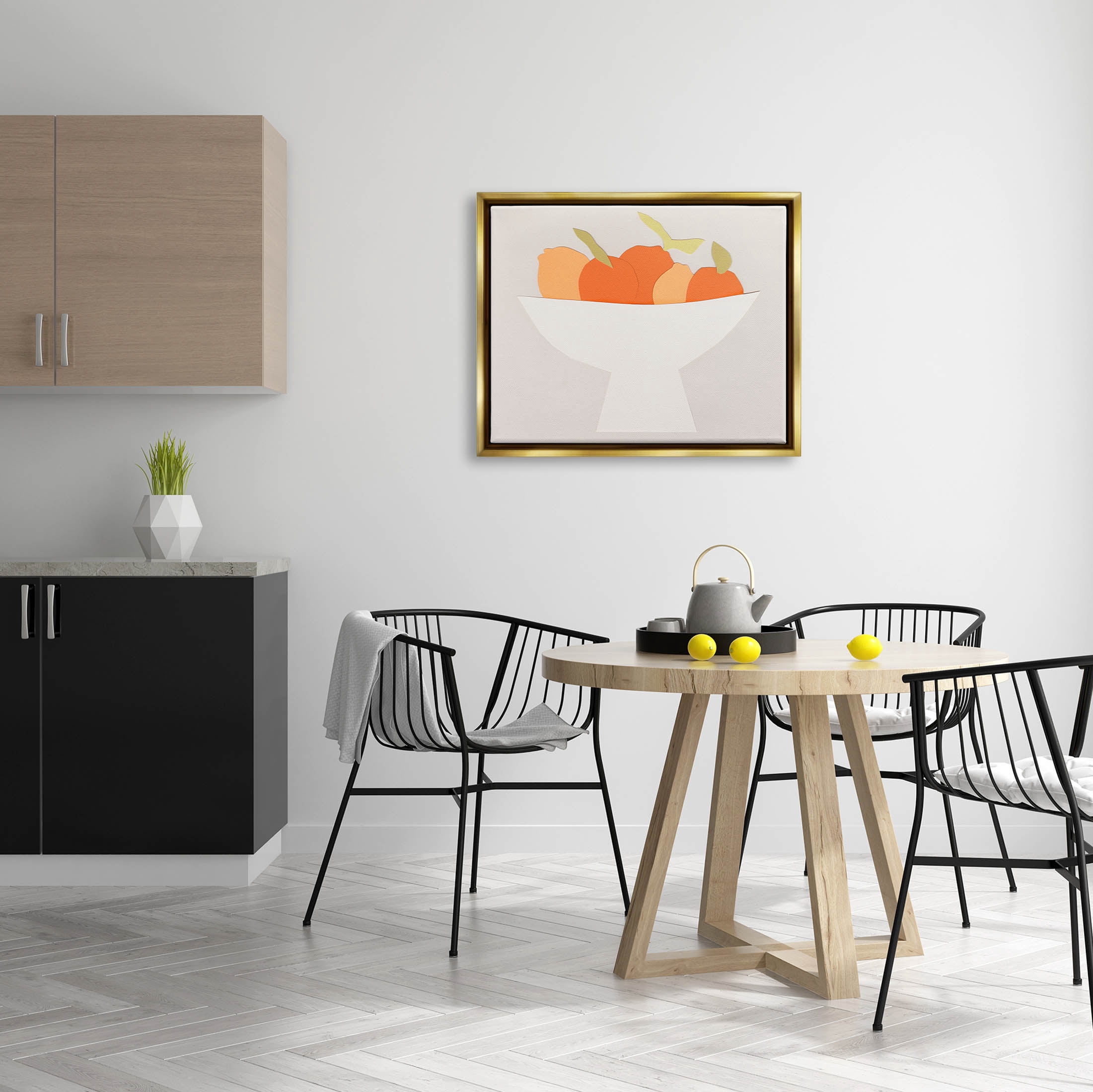 Stupell Industries Contemporary Orange Citrus Fruits Graphic Art Metallic Gold Floating Framed Canvas Print Wall Art, Design by Natalie Sizemore
