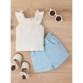 thumbnail image 2 of Bmnmsl Girls' White Sleeveless Ruffle Ribbed Tops with Solid Color Shorts, 2 of 9