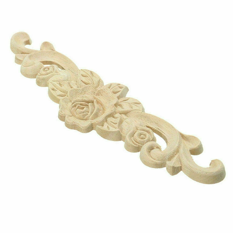 2pcs Unpainted Carved Wood Cornersleft and Right Applique 