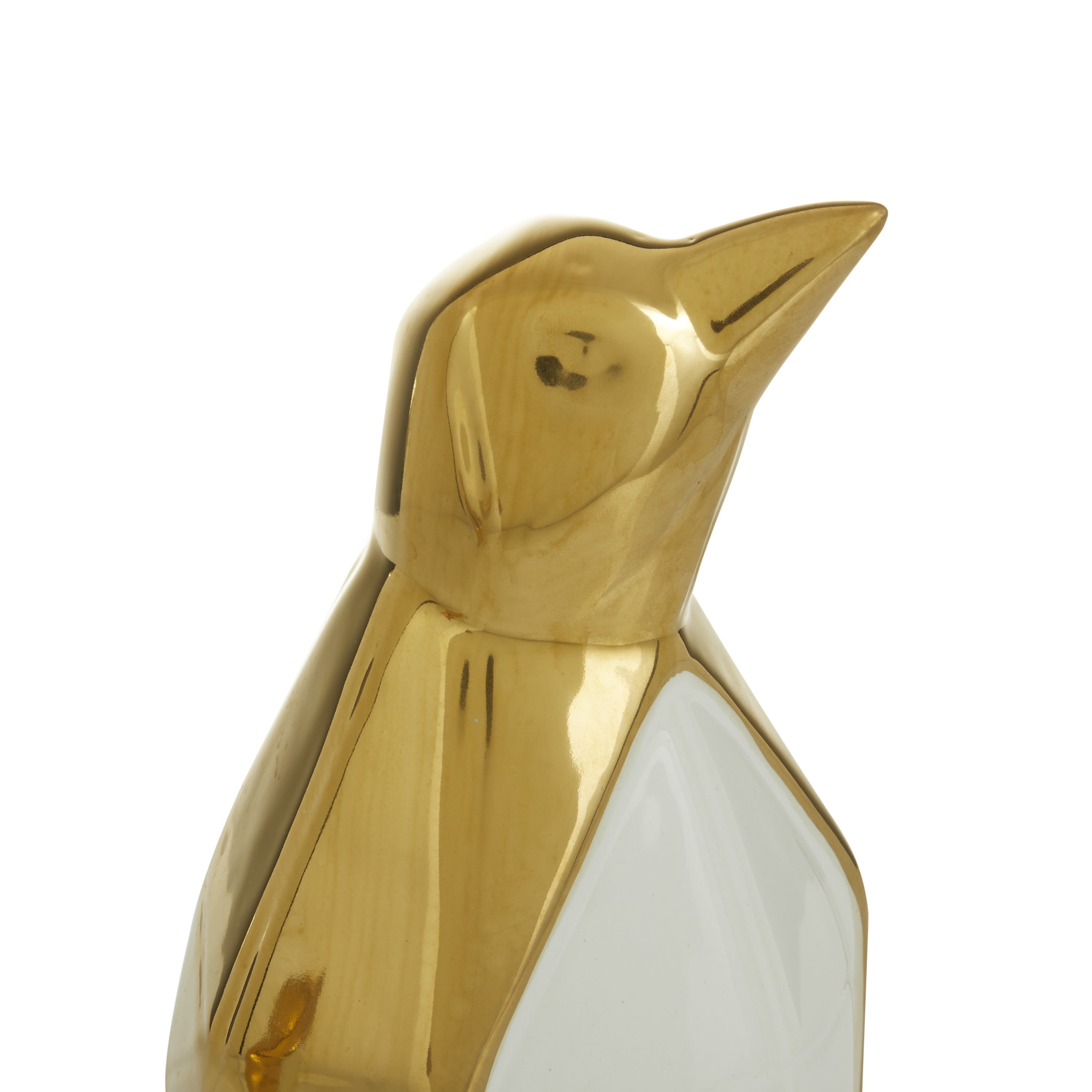 11", 9"H Gold Porcelain Penguin Sculpture, by DecMode (2 Count)