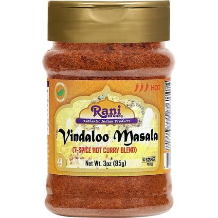 Rani Vindaloo Curry Masala Indian Spice Blend 3oz (85g) PET Jar ~ All Natural | Salt Free | Vegan | Gluten Friendly| NON-GMO | Kosher | No colors