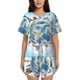 thumbnail image 1 of Fotbe World Travel Conjunto de Pijama Estampado para Mujer, 2 Piezas, Ropa de Dormir con Camiseta de Manga Corta y Shorts Suaves-XX-Large, 1 of 6