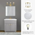 thumbnail image 3 of Augustin 26" Satin Gold 3-Light Dimmable Modern Vanity Light with Seeded Glass Shades, 3 of 9