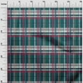 thumbnail image 2 of oneOone Cotton Jersey Dark Teal Green Fabric Madras Check Craft Projects Decor Fabric Printed By The Yard 58 Inches Wide, 2 of 4