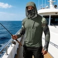 thumbnail image 7 of Mens UV Protection Shirts Long Sleeve UPF 50+ Hooded Rash Guard Sun Hoodies with Mask Outdoor Hiking Swimming Fishing, L, 7 of 7