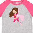 thumbnail image 4 of Inktastic Superhero Girl, Cute Girl, Brown Hair, Pink Cape Girls Toddler T-Shirt, 4 of 5