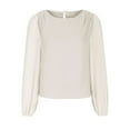 thumbnail image 1 of Timegard Womens Tops Chiffon Puff Long Sleeve Crewneck Ruched Back Button Tee Shirts Casual Loose Tops, 1 of 4