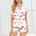 thumbnail image 2 of ABATAB Valentine's Day Lounge Sets for Women Short Sleeve Shorts Pants Button down Love Heart Print Pajama Sleepwear Outfits, 2 of 7