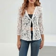 thumbnail image 2 of Arlun Womens Cardigan 3/4 Length Sleeve Lightweight Lace Open Front Cardigans Fall Soft Comfortable Deep V-Neck Thin Tops Casual Loose Fit Solid Color Fashion Outifits White XL, 2 of 4