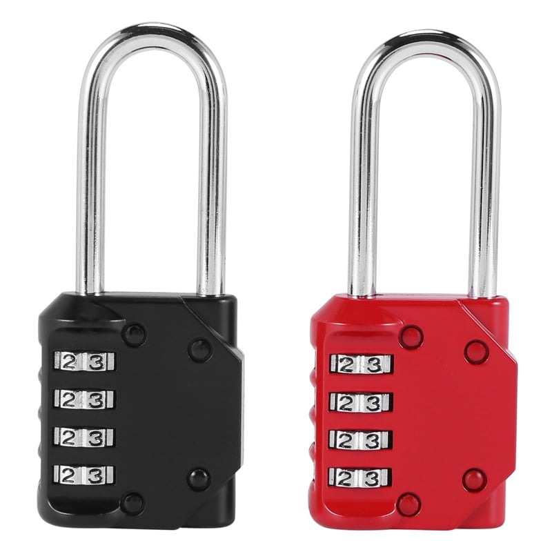 Code Padlocks, 4 Digit Long Shackle Resettable Pad Lock for Outdoor ...