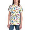 thumbnail image 2 of Fuzoiu Cute Dinosaur Print Youth Short Sleeve T-Shirt,Youth Dry-Fit Active Athletic T-Shirt,Short Sleeve Tops Tees for School, Sports, and Casual Wear, 2 of 6