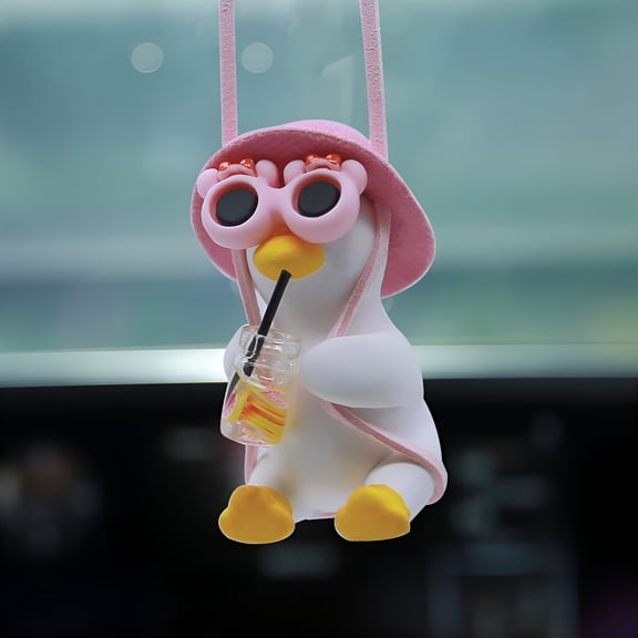 XIBUFE Cool Swinging Duck Car Hanging Ornament,Pendant Interior Rearview Mirror Decoration and Car Rear View Mirrior Hanging Accessories